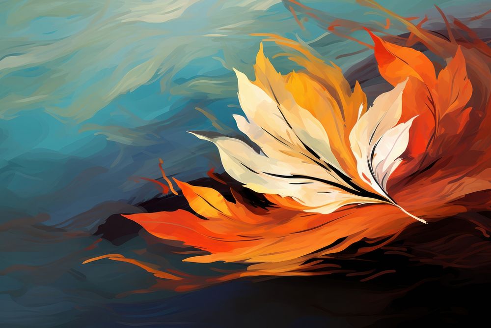 Autumn leaf abstract painting. 