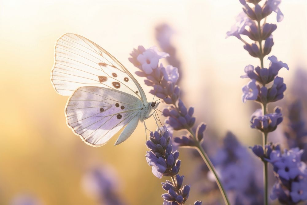 Butterfly flower lavender outdoors. AI generated Image by rawpixel.