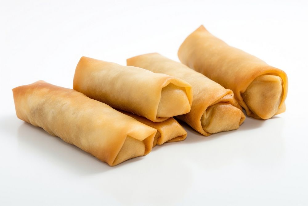 Fried spring roll food dish white background. AI generated Image by rawpixel.