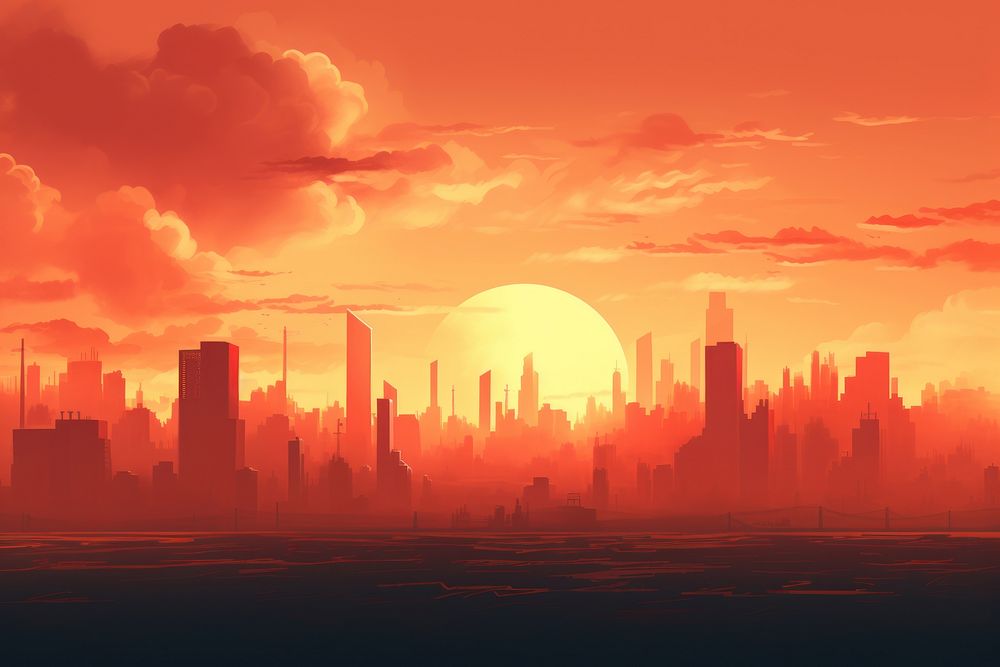 Dystopian city architecture landscape cityscape. AI generated Image by rawpixel.