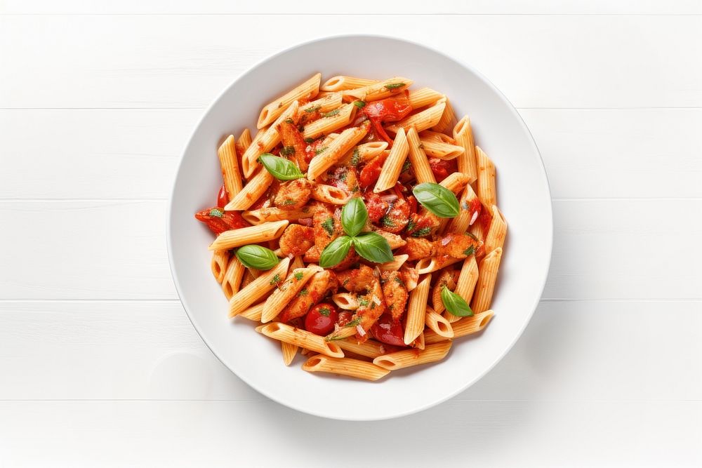 Pasta penne plate table. AI generated Image by rawpixel.