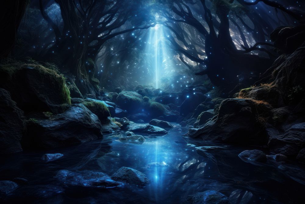 Blue mountains light land reflection. AI generated Image by rawpixel.