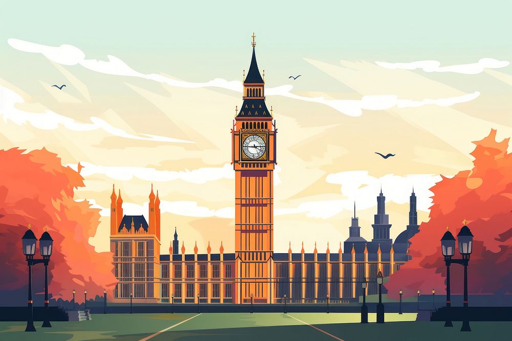 Big Ben architecture parliament building. AI generated Image by rawpixel.