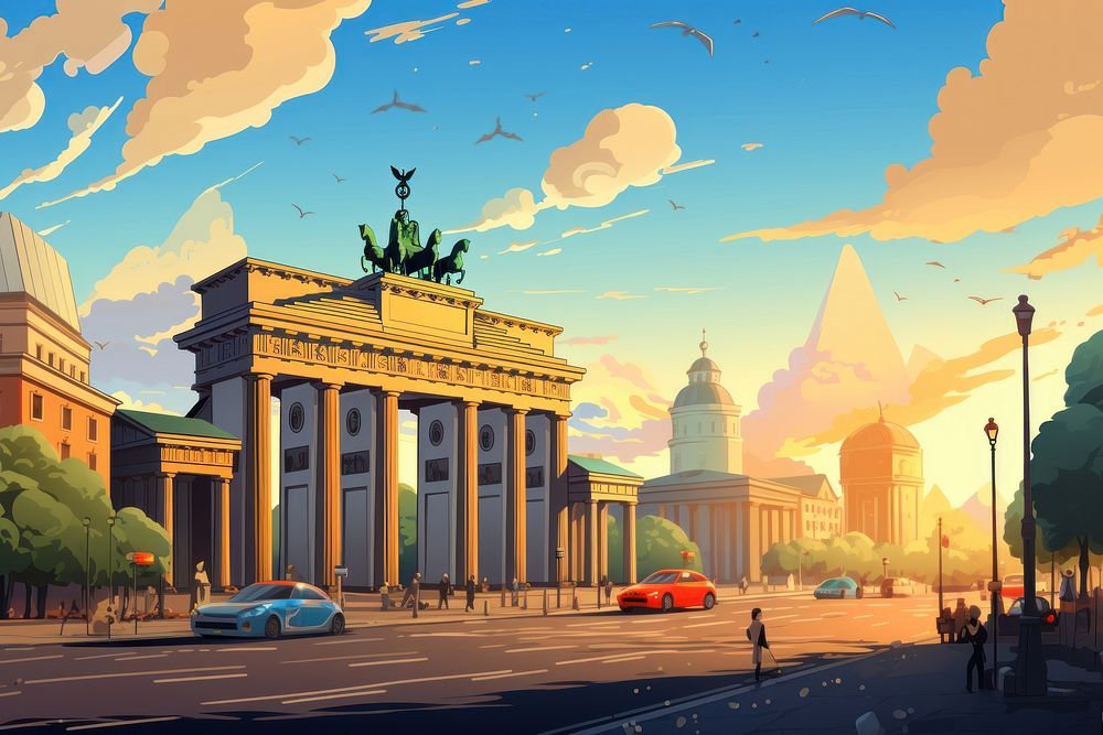 Brandenburg Gate architecture landmark building. AI generated Image by rawpixel.