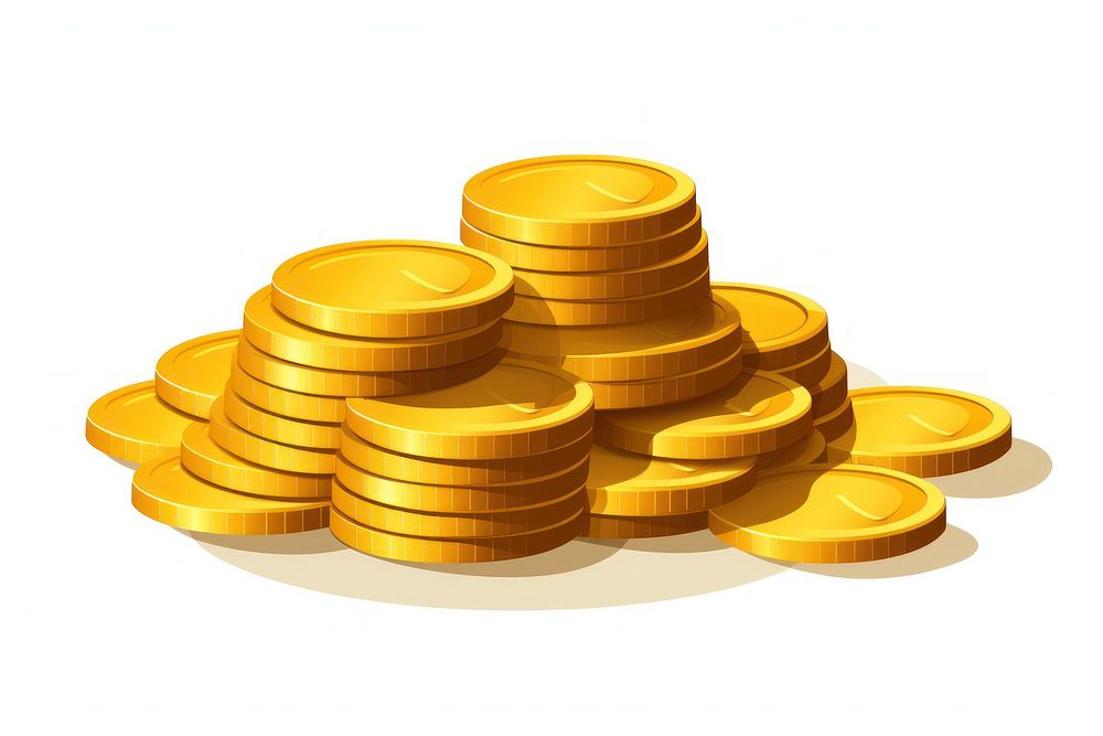 Coins gold money white background. AI generated Image by rawpixel.