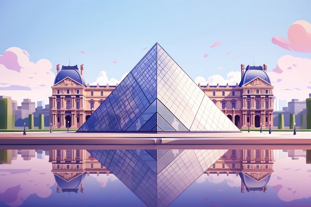 Louvre Museum architecture building landmark. AI generated Image by rawpixel.