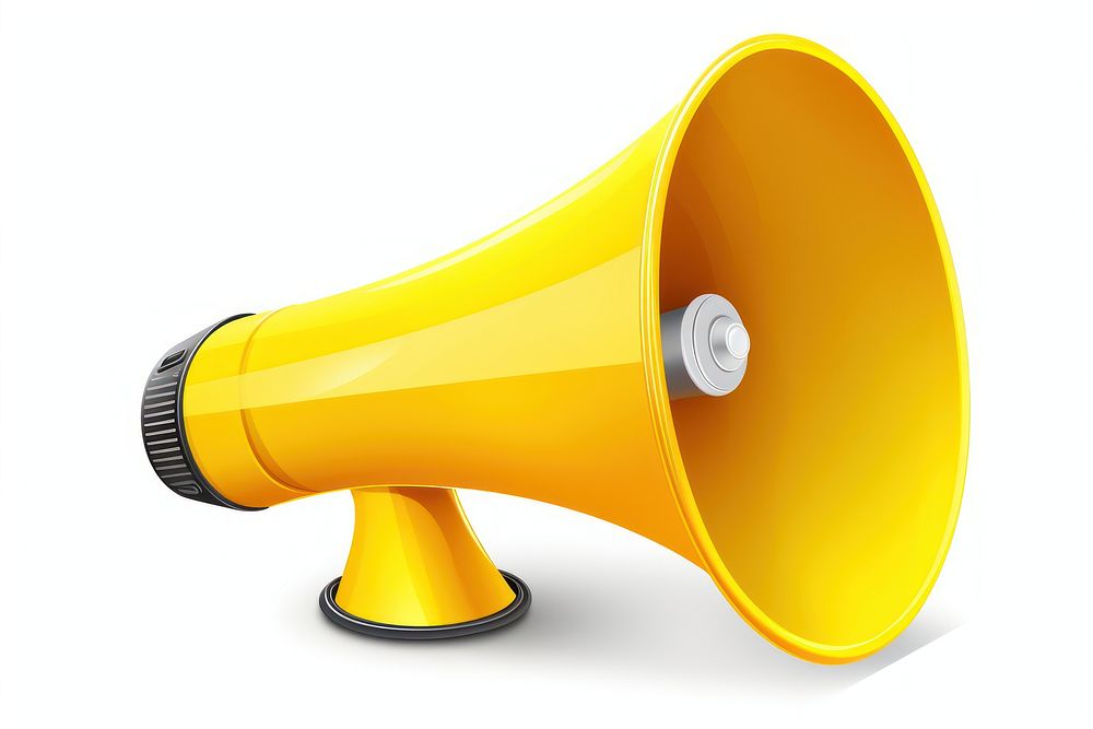 Megaphone yellow white background electronics. AI generated Image by rawpixel.