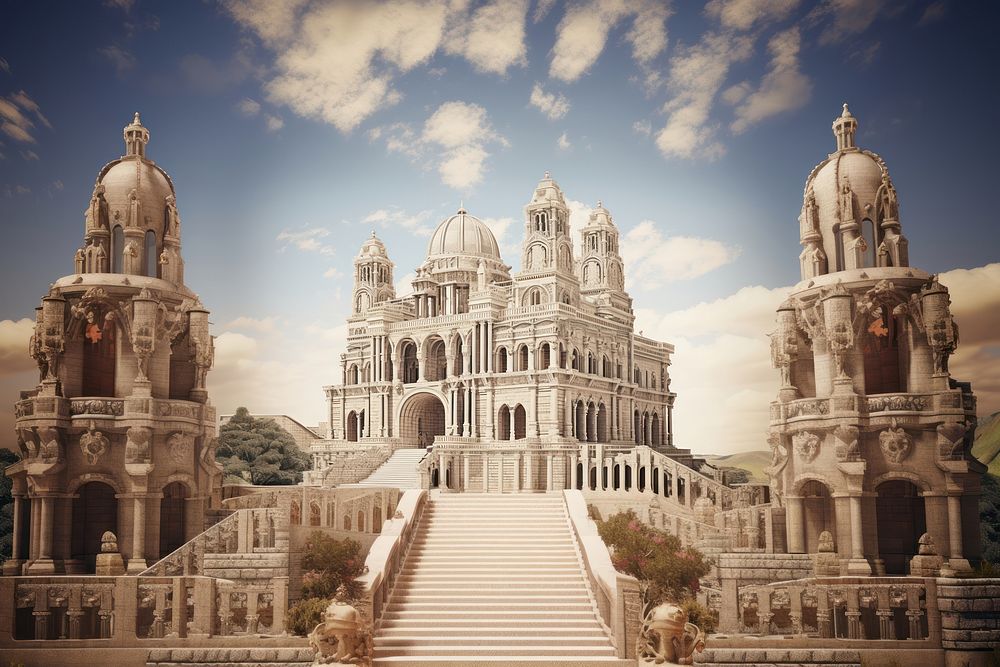 Medieval temple architecture building landmark. AI generated Image by rawpixel.