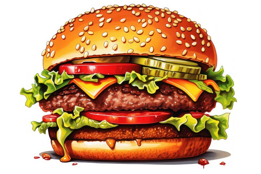 Burger food white background hamburger. AI generated Image by rawpixel.