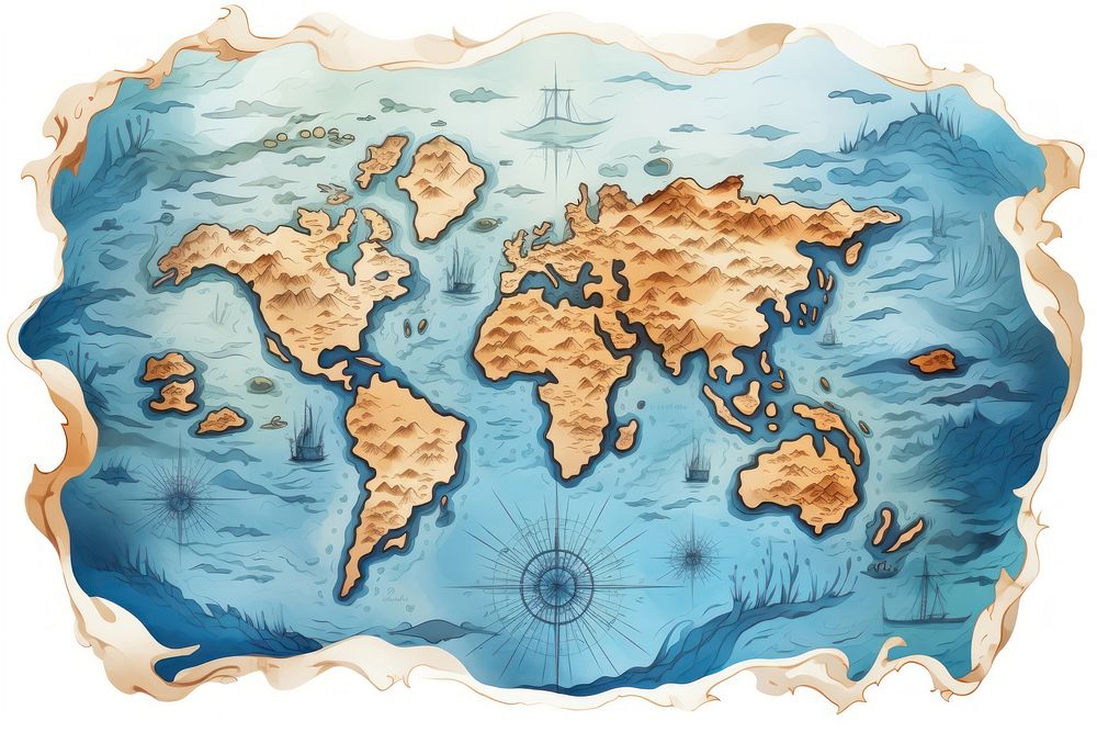 World sea map blue. AI generated Image by rawpixel.