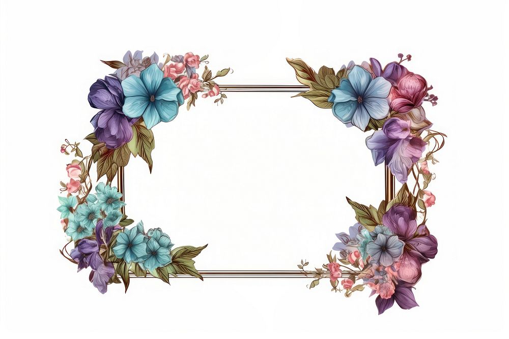 Photo Frame art white background floristry. AI generated Image by rawpixel.