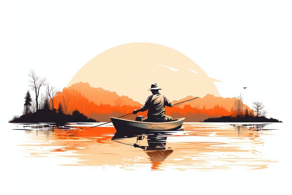 Fishing outdoors vehicle rowboat. AI generated Image by rawpixel.