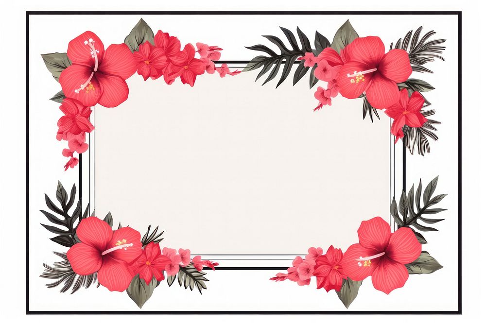 Photo Frame hibiscus flower plant. AI generated Image by rawpixel.