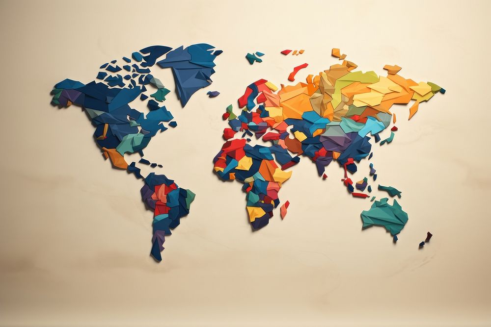 World map art topography creativity. AI generated Image by rawpixel.