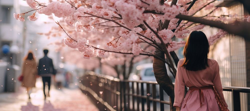 Sakura blossom nature flower street. 