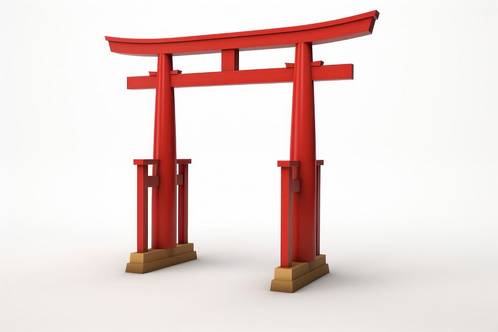 Japanese torii gate red white background spirituality.