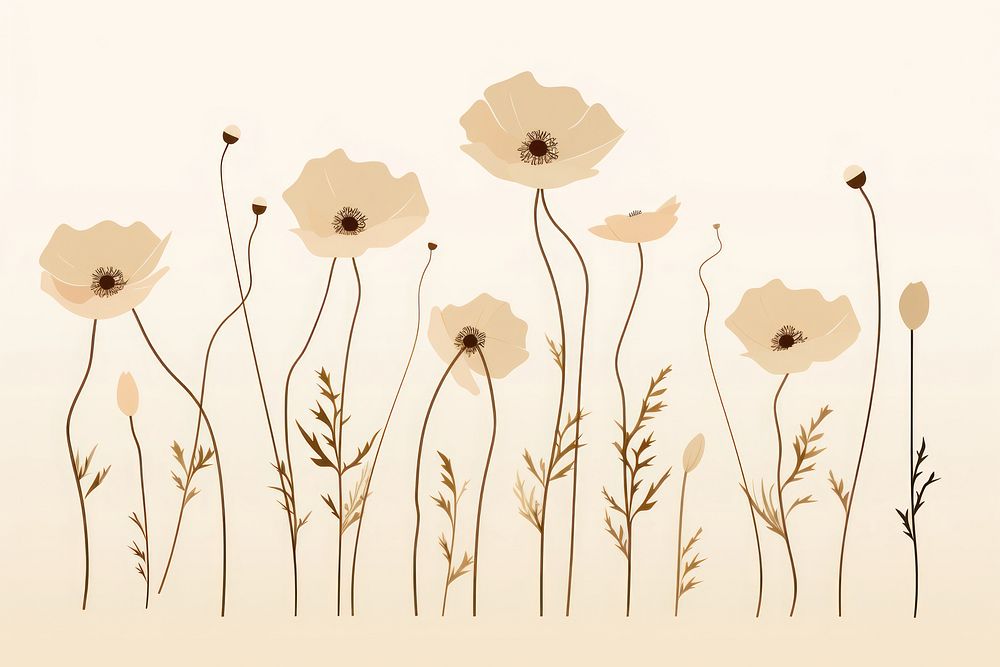 Wildflower pattern drawing sketch. AI generated Image by rawpixel.
