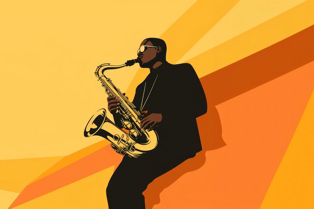 Aesthetic illustration of a black people playing saxophone.  