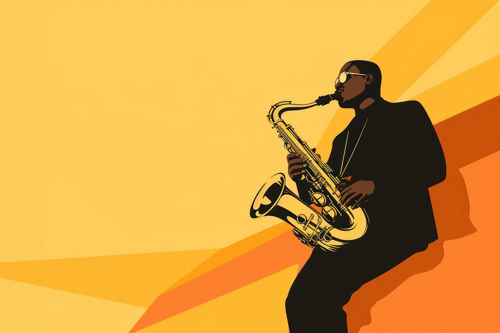 Aesthetic illustration of a black people playing saxophone.  