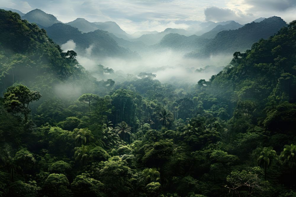 Jungle landscape forest vegetation. AI generated Image by rawpixel.