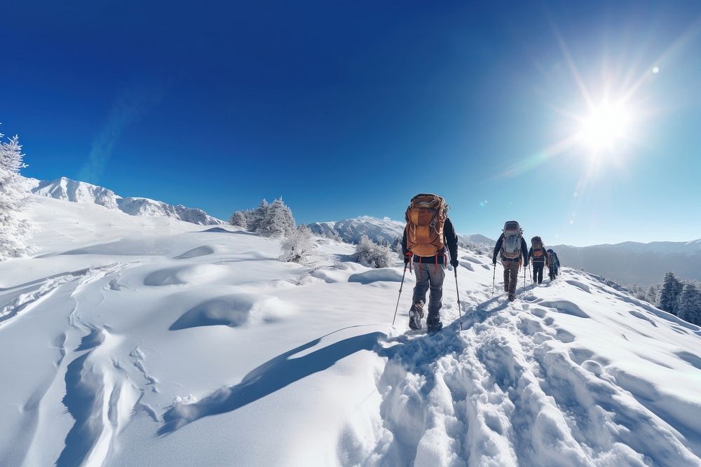 Hiking snow recreation adventure. AI generated Image by rawpixel.