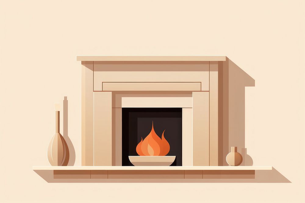 Fireplace hearth architecture glowing. AI generated Image by rawpixel.
