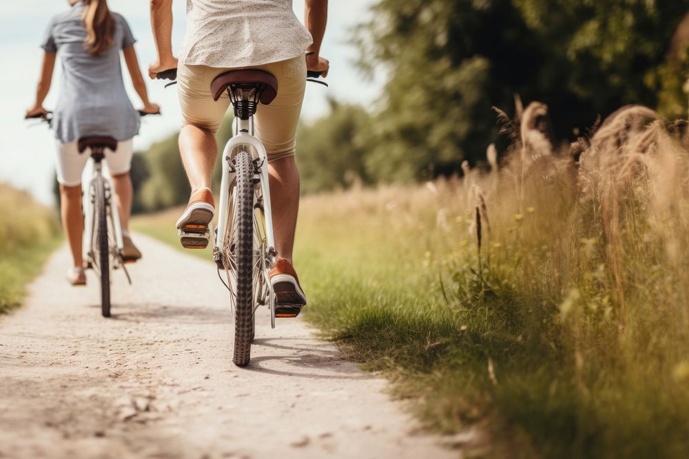 People riding bicycle. 