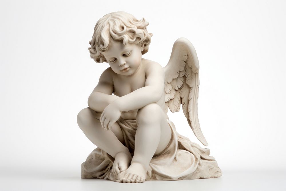 Cherub statue angel white. AI generated Image by rawpixel.