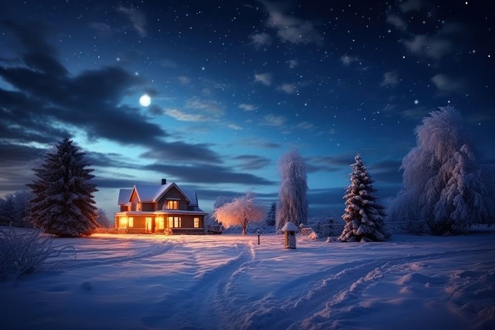 Christmas outdoor sky night outdoors architecture landscape. AI generated Image by rawpixel.