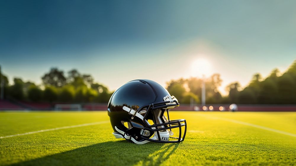 Football helmet stadium sports. 