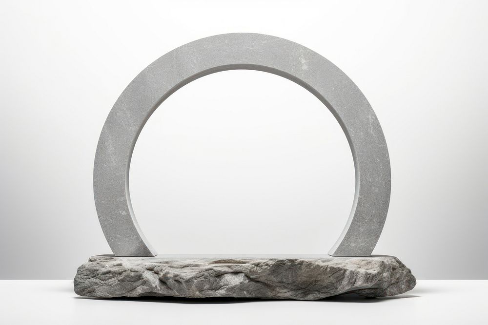 Circle gray rock podium stand sculpture arch architecture. AI generated Image by rawpixel.