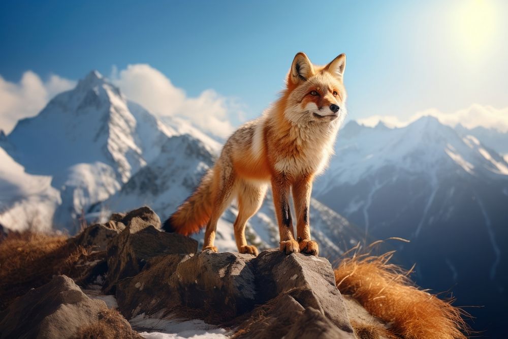 Fox mountain wildlife mammal. AI generated Image by rawpixel.