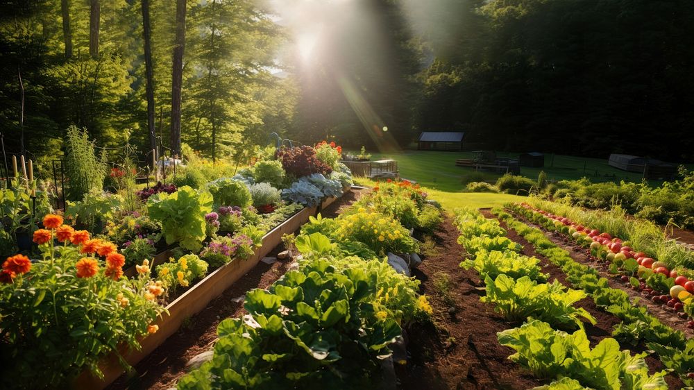 photo of a garden growing all summer long at farm. AI generated Image by rawpixel.