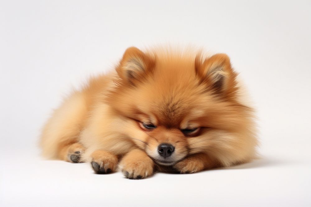 Sad dog pomeranian mammal animal. AI generated Image by rawpixel.