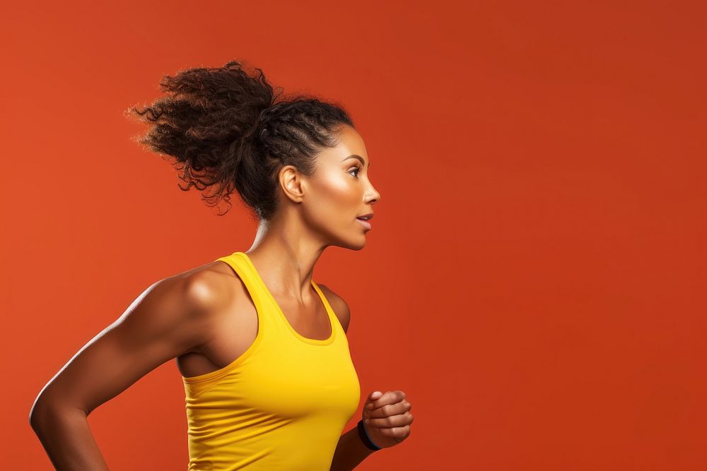 Sporty half-african woman runner sports adult determination. AI generated Image by rawpixel.