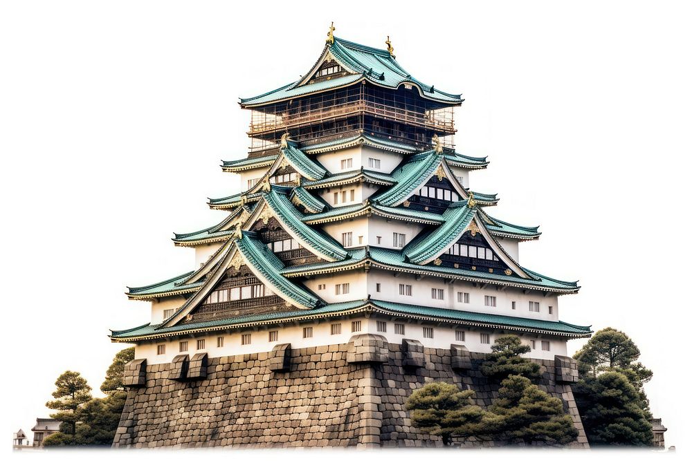 Osaka castle architecture building pagoda. AI generated Image by rawpixel.