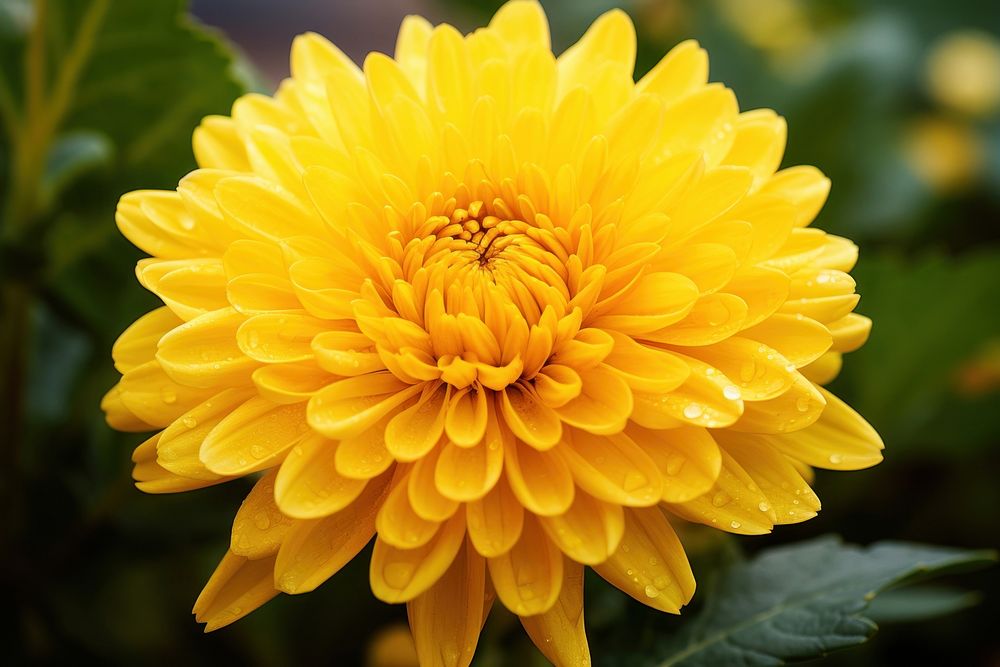 Beautiful yellow flower dahlia petal plant. 