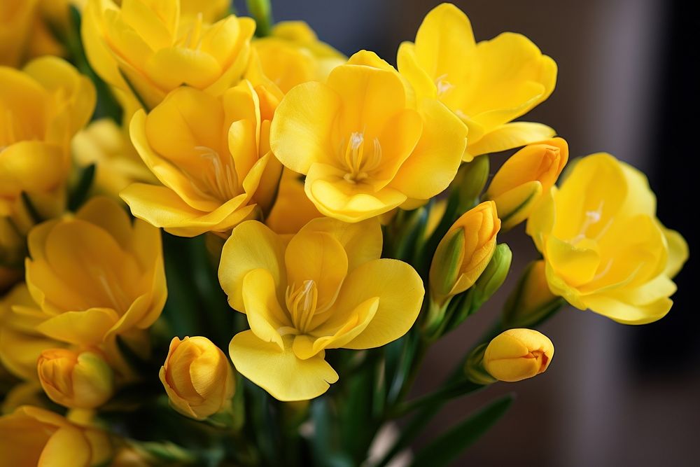 Yellow freesia flower blossom petal plant. 