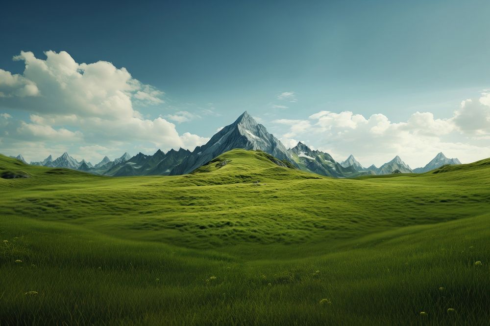 Grass hill nature landscape grassland. AI generated Image by rawpixel.