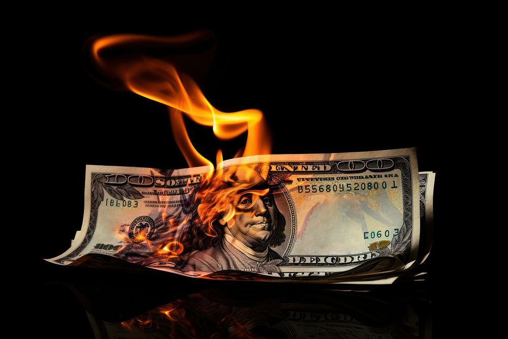 Flame banknote dollar money. AI generated Image by rawpixel.