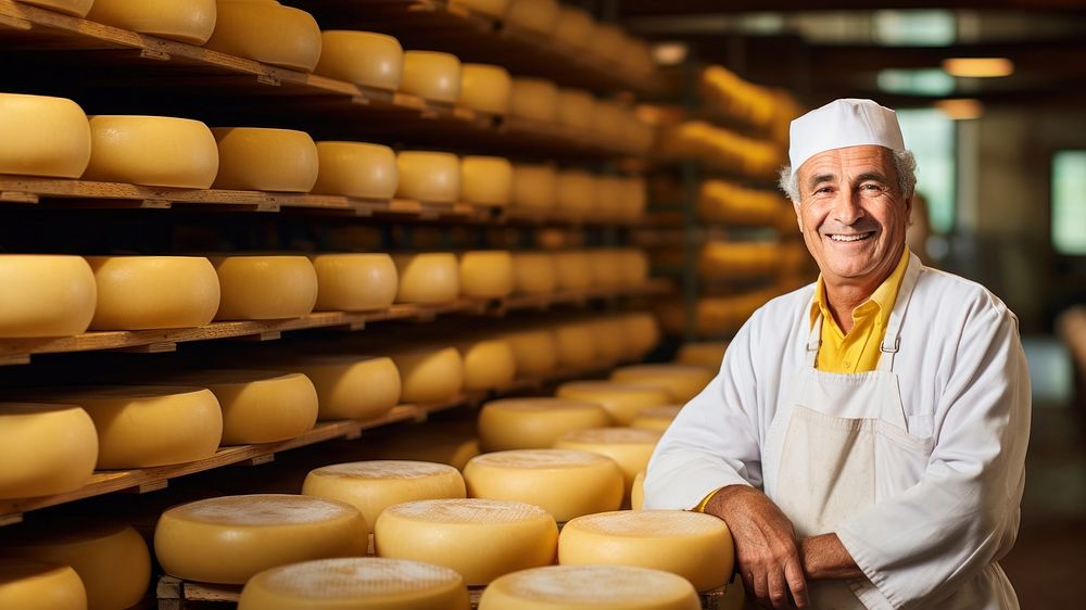 Cheese production adult food man. AI generated Image by rawpixel.