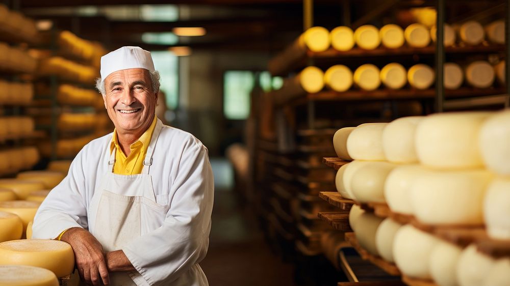 Cheese production adult food man. AI generated Image by rawpixel.