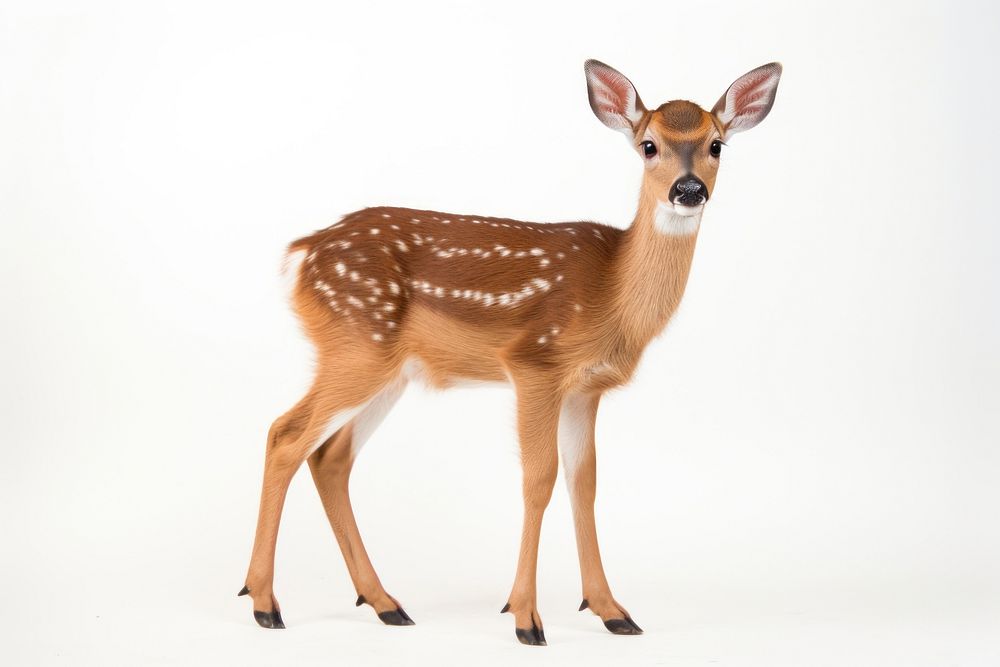 Little deer eating wildlife standing animal. AI generated Image by rawpixel.