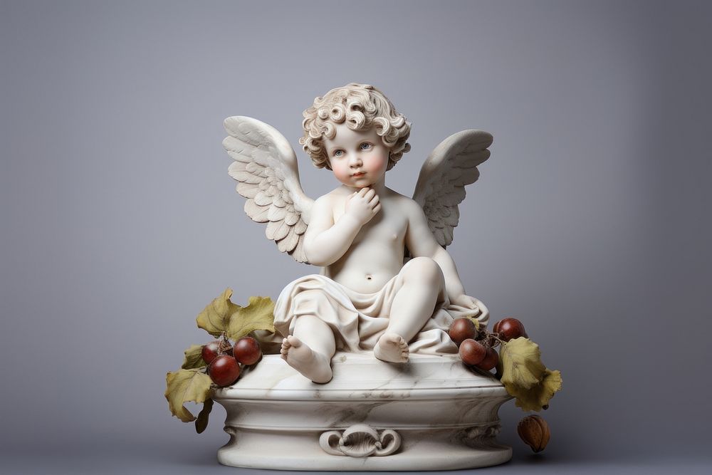 Cherub figurine statue angel. AI generated Image by rawpixel.