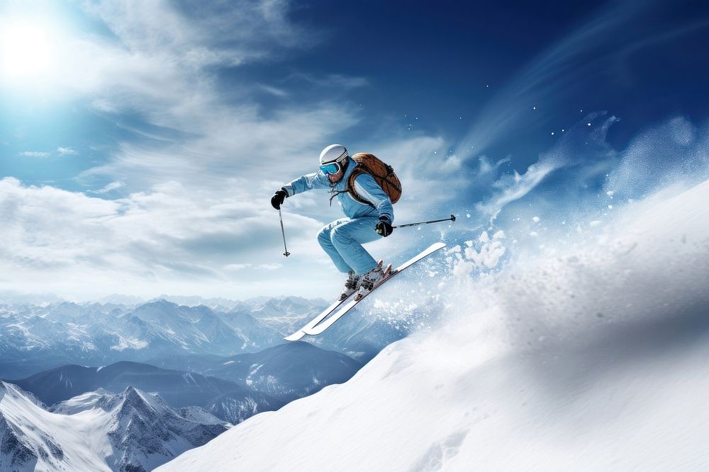 Skiing sports recreation outdoors. 