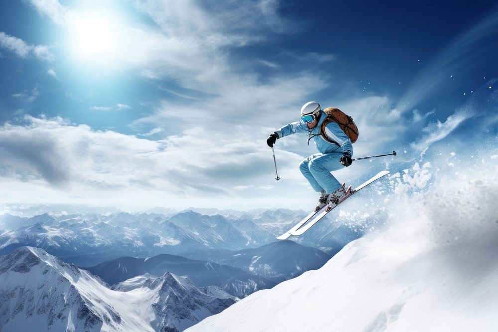 Skiing sports recreation outdoors. 