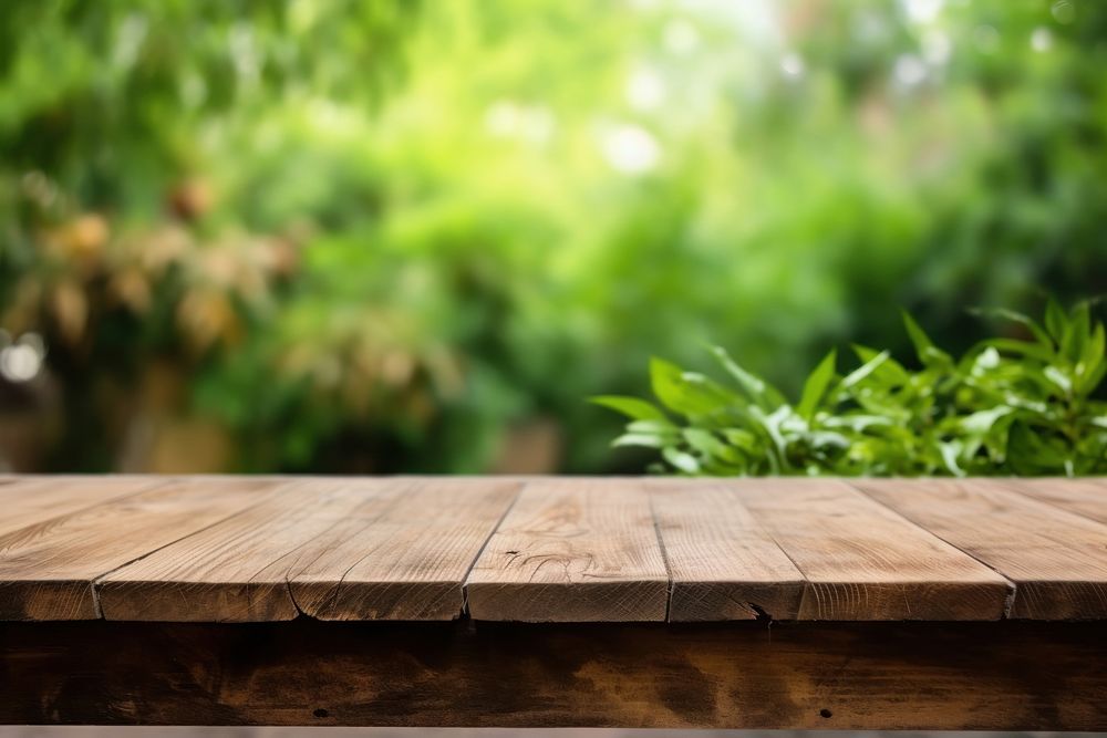 Wood table architecture hardwood outdoors. AI generated Image by rawpixel.