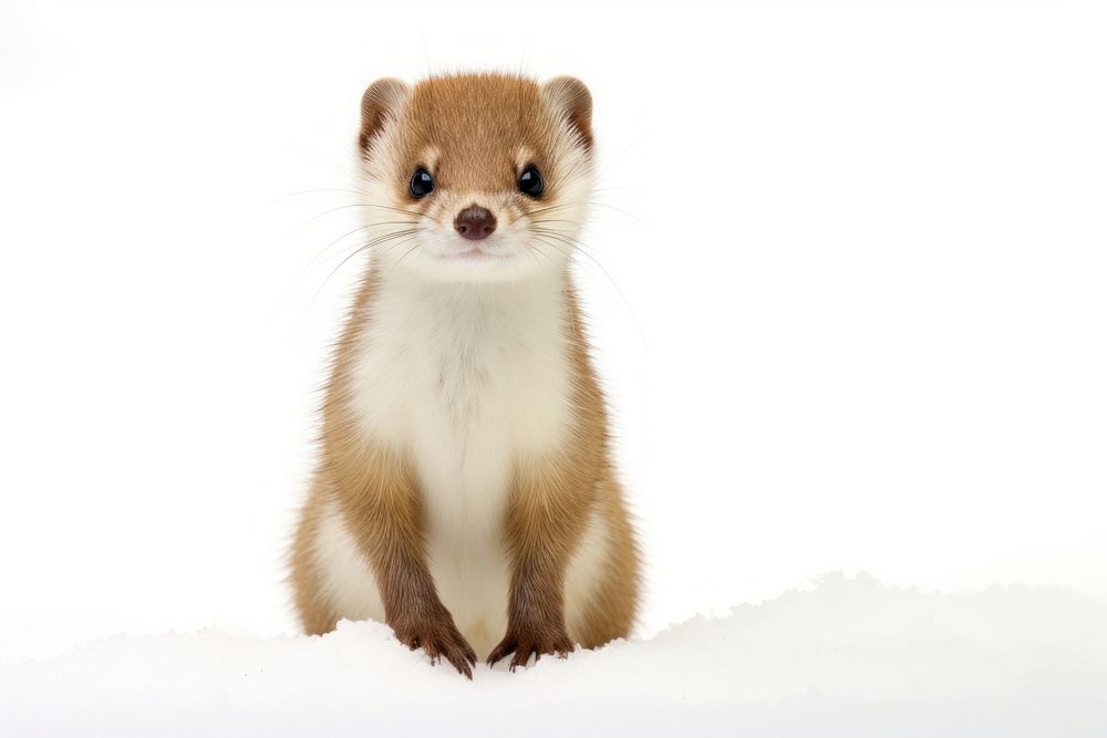 Weasel winter season wildlife mammal animal. AI generated Image by rawpixel.