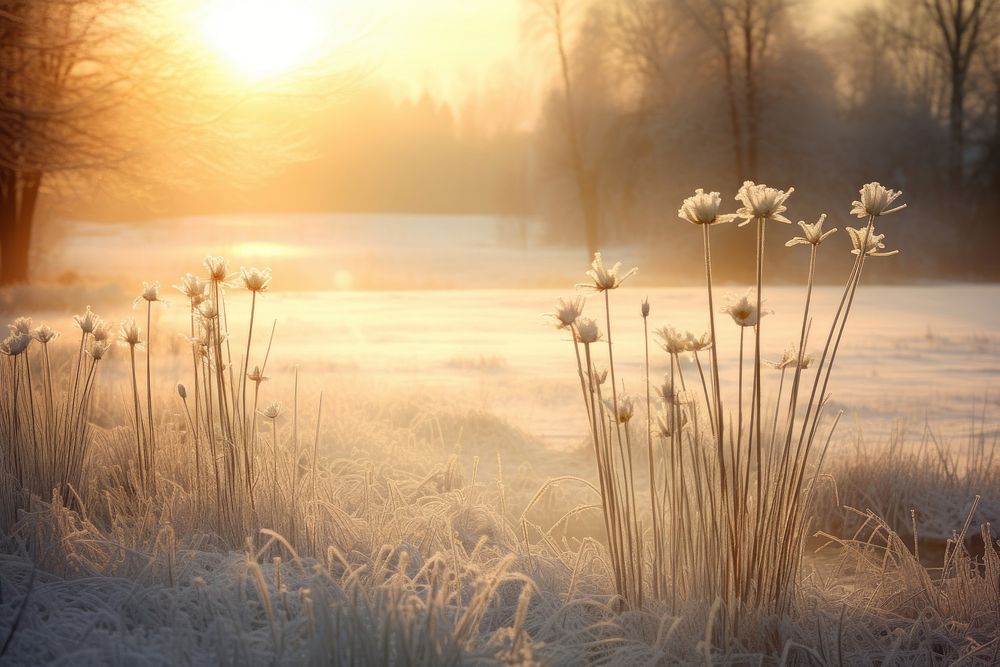 Winter season meadow landscape sunlight outdoors. AI generated Image by rawpixel.