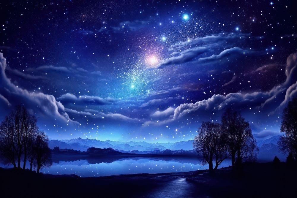 Night sky landscape astronomy